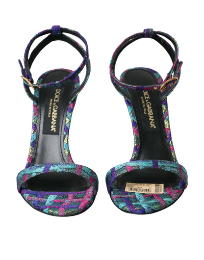 Dolce & Gabbana Multicolor Jacquard Crystals Sandals Shoes Dolce & Gabbana