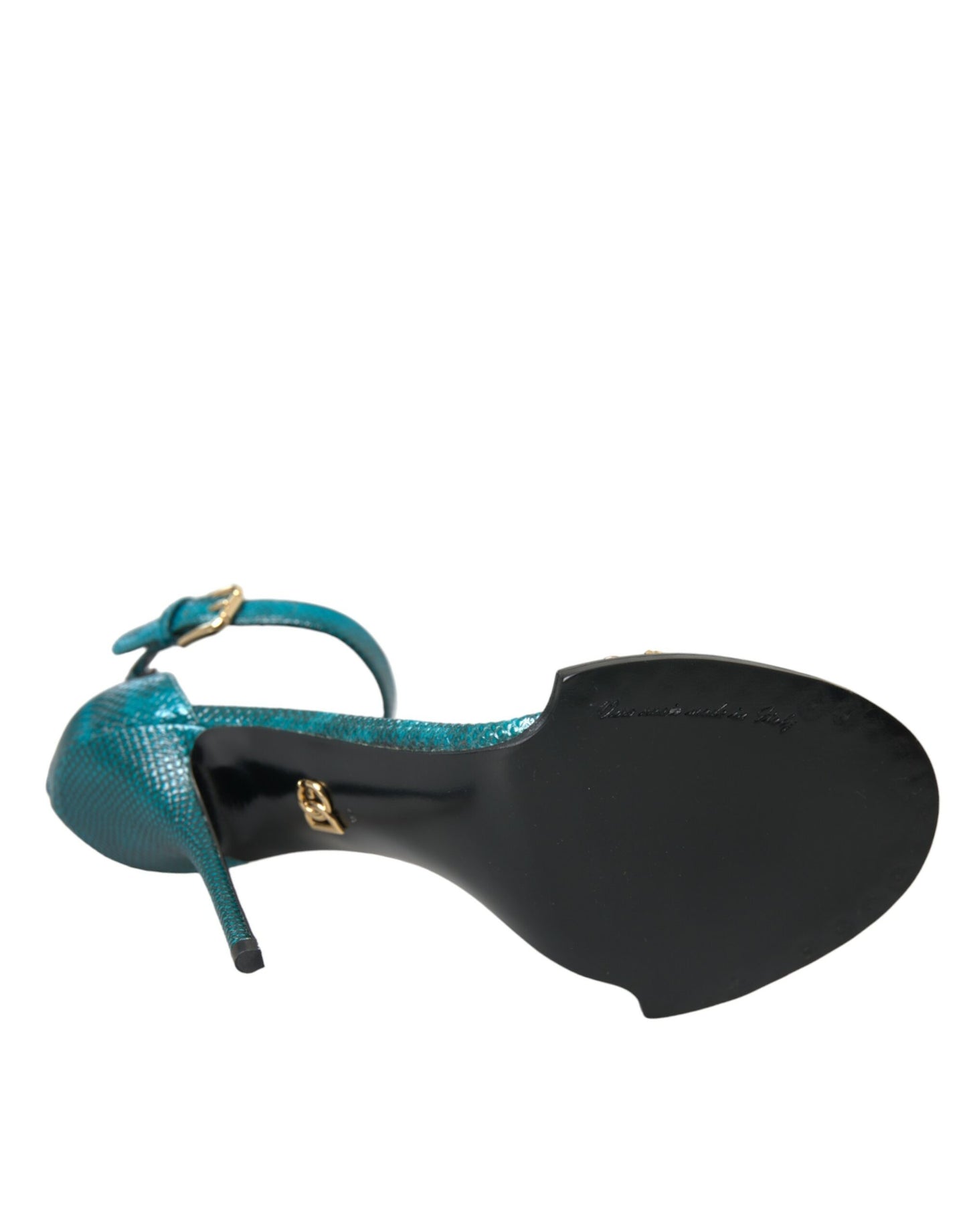 Dolce & Gabbana Blue Exotic Leather Crystal Sandals Shoes Dolce & Gabbana