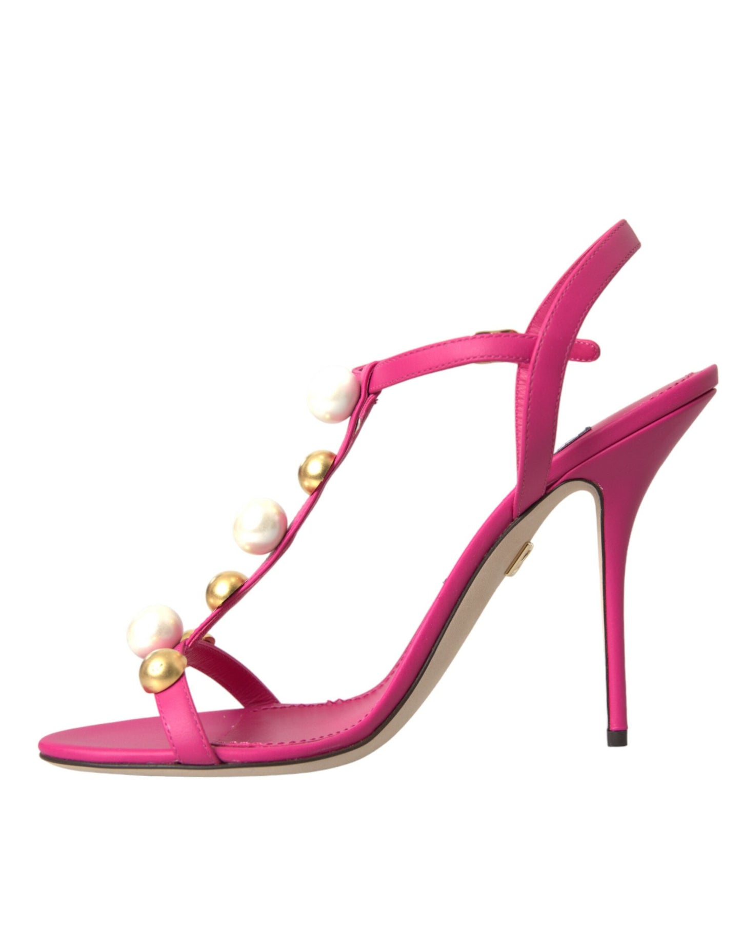 Dolce & Gabbana Pink Embellished Leather Sandals Heels Shoes Dolce & Gabbana