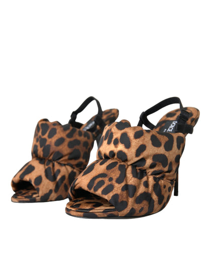 Dolce & Gabbana Brown Leopard Slingback Heels Sandals Shoes Dolce & Gabbana