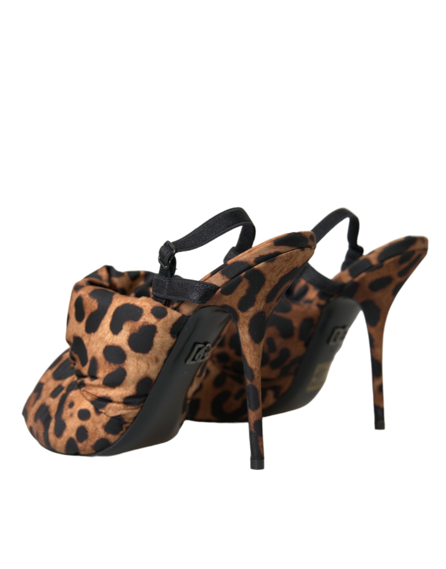 Dolce & Gabbana Brown Leopard Slingback Heels Sandals Shoes Dolce & Gabbana