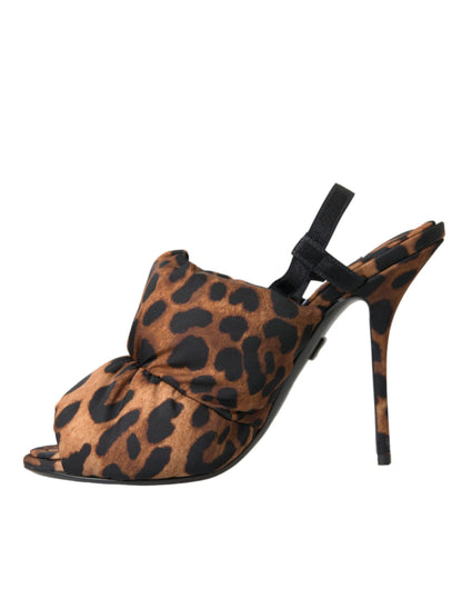 Dolce & Gabbana Brown Leopard Slingback Heels Sandals Shoes Dolce & Gabbana