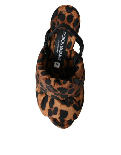 Dolce & Gabbana Brown Leopard Slingback Heels Sandals Shoes Dolce & Gabbana