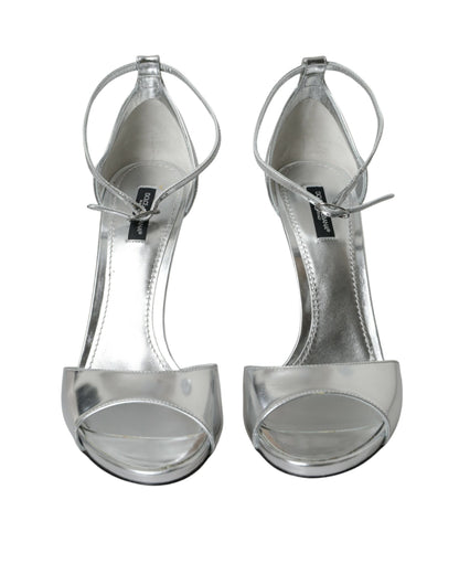 Dolce & Gabbana Silver KEIRA Leather Heels Sandals Shoes Dolce & Gabbana