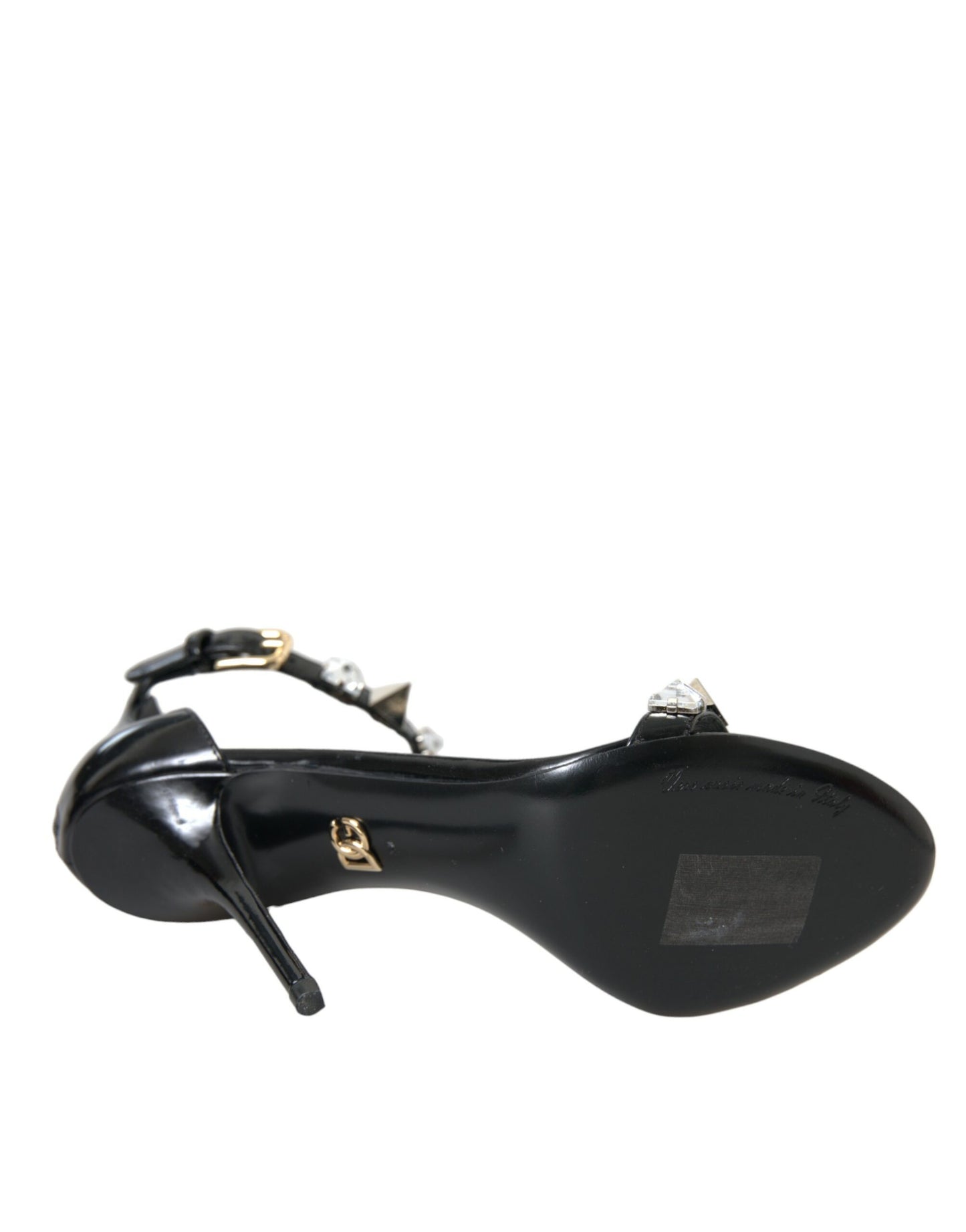 Dolce & Gabbana Black Crystals Sandals Ankle Strap Shoes Dolce & Gabbana