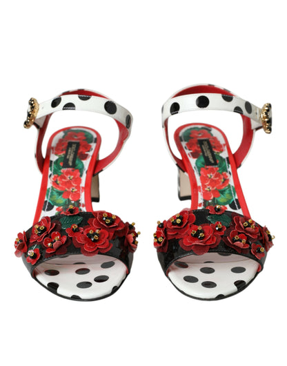 Dolce & Gabbana Multicolor Floral Crystal Leather Sandals Shoes Dolce & Gabbana