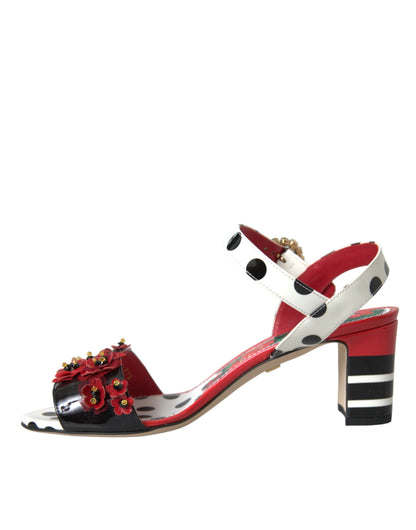 Dolce & Gabbana Multicolor Floral Crystal Leather Sandals Shoes Dolce & Gabbana