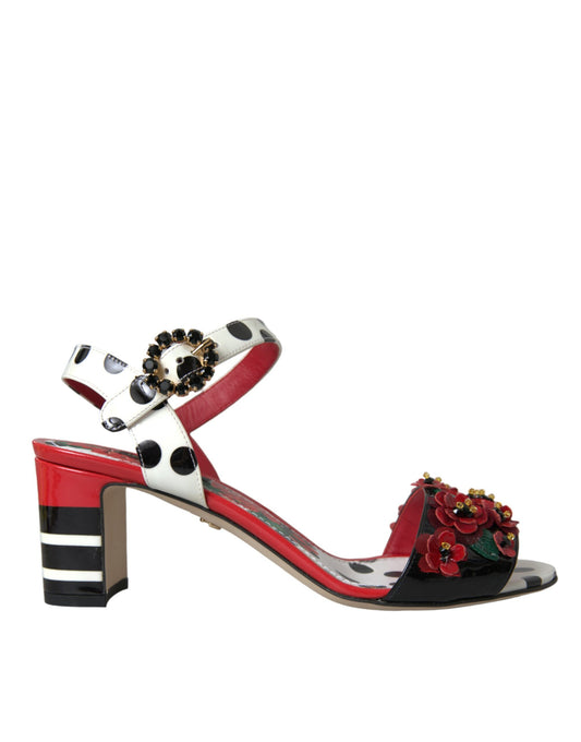 Dolce & Gabbana Multicolor Floral Crystal Leather Sandals Shoes Dolce & Gabbana