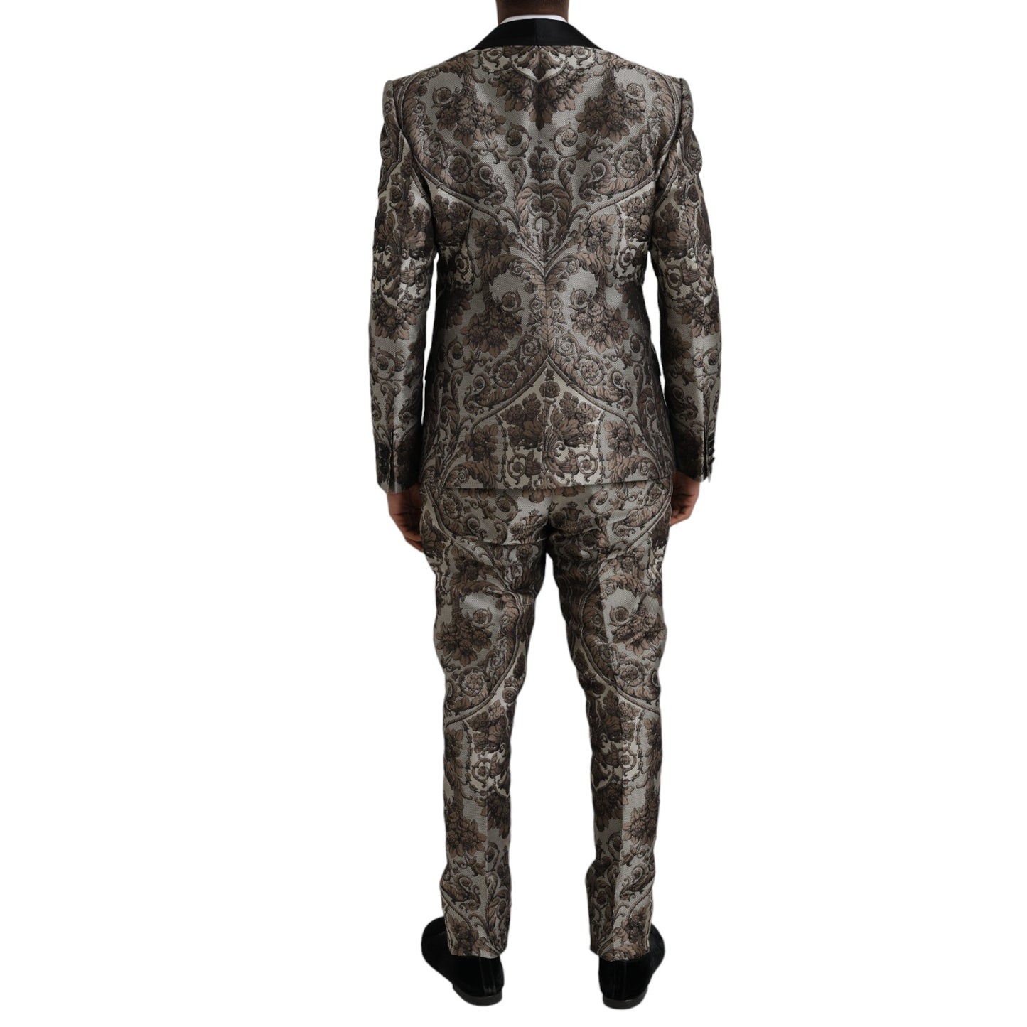 Dolce & Gabbana Brown Floral Jacquard Formal 3 Piece Suit Dolce & Gabbana