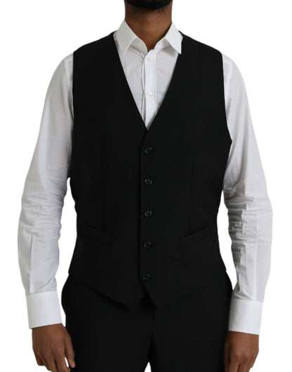 Dolce & Gabbana Black Polyester STAFF Formal 3 Piece Suit Dolce & Gabbana