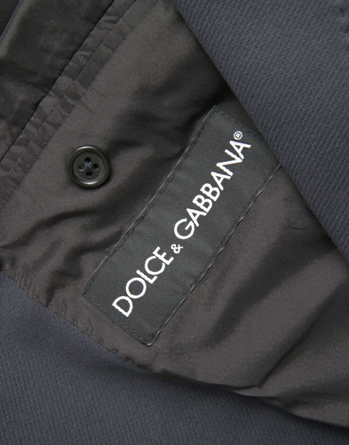 Dolce & Gabbana Dark Blue Cotton Single Breasted Coat Blazer Dolce & Gabbana