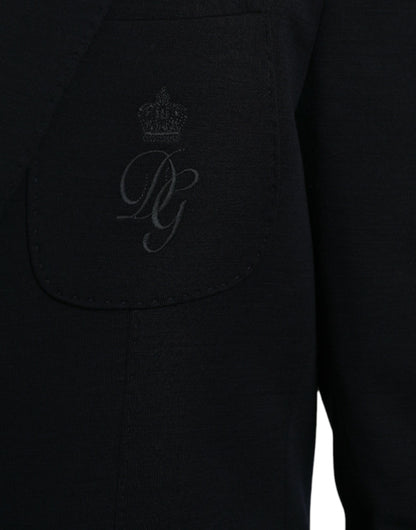 Dolce & Gabbana Black Wool Single Breasted Coat Blazer Dolce & Gabbana