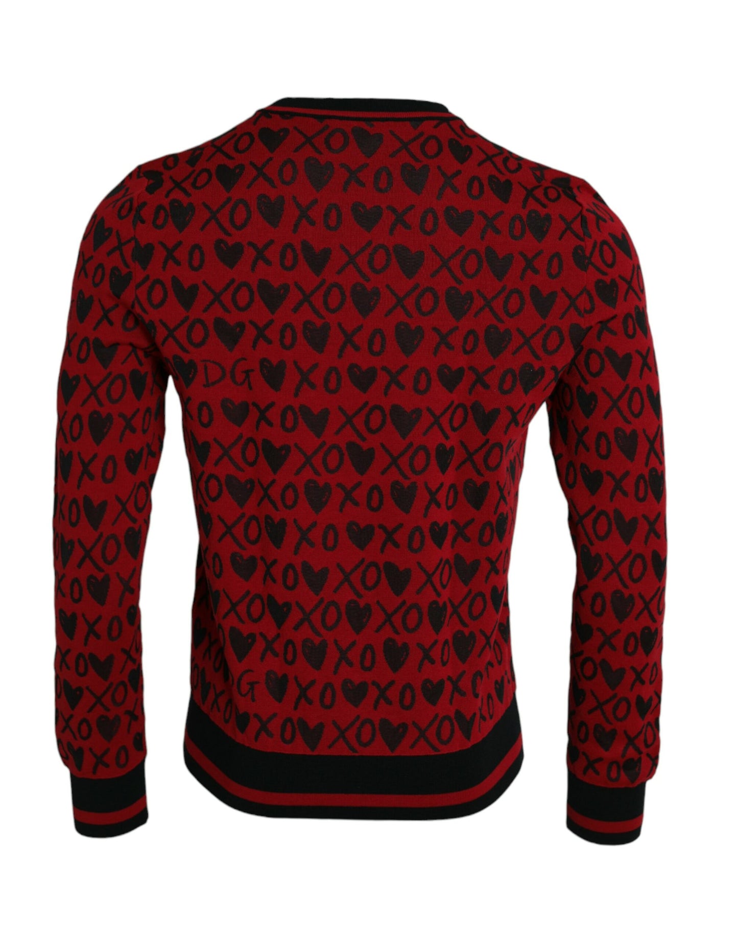 Dolce & Gabbana Red Black XOXO Crew Neck Pullover Sweater Dolce & Gabbana