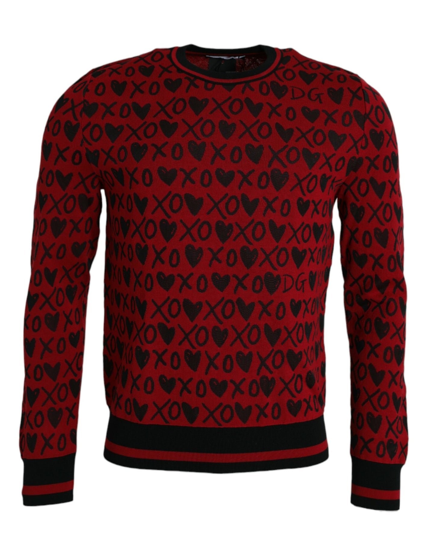 Dolce & Gabbana Red Black XOXO Crew Neck Pullover Sweater Dolce & Gabbana