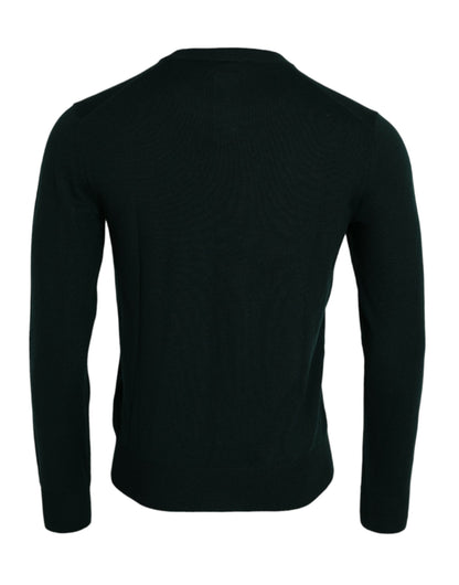 Dolce & Gabbana Dark Green Crown Crew Neck Pullover Sweater Dolce & Gabbana