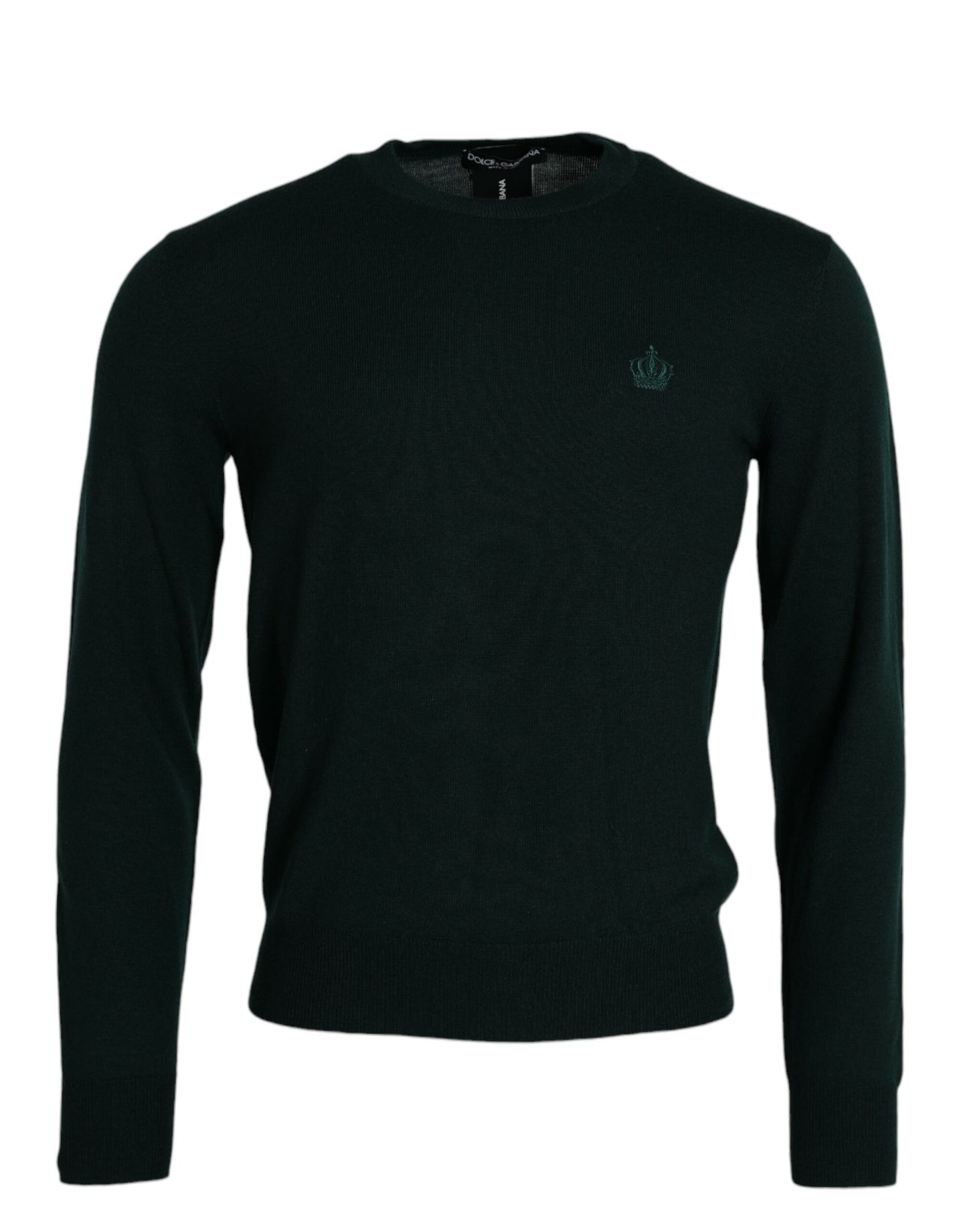 Dolce & Gabbana Dark Green Crown Crew Neck Pullover Sweater Dolce & Gabbana