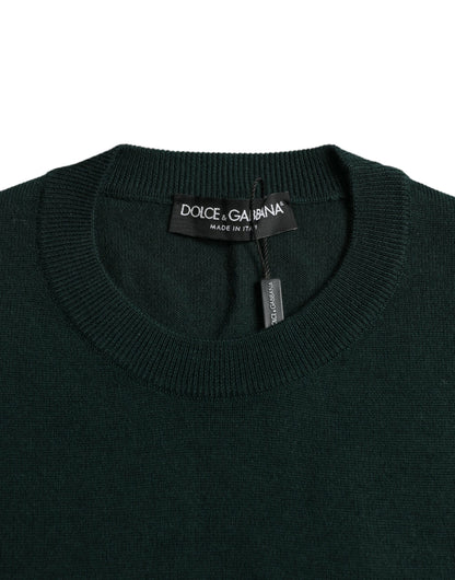 Dolce & Gabbana Dark Green Crown Crew Neck Pullover Sweater Dolce & Gabbana