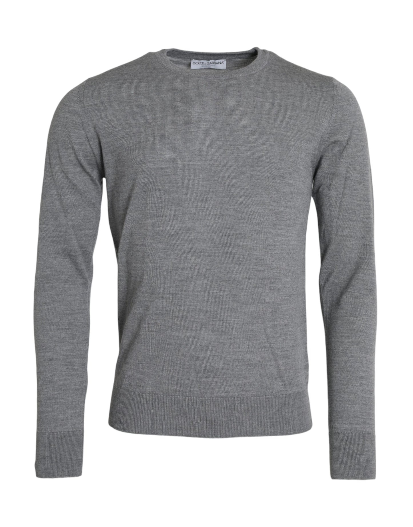 Dolce & Gabbana Ash Gray Wool Crew Neck Pullover Sweater Dolce & Gabbana