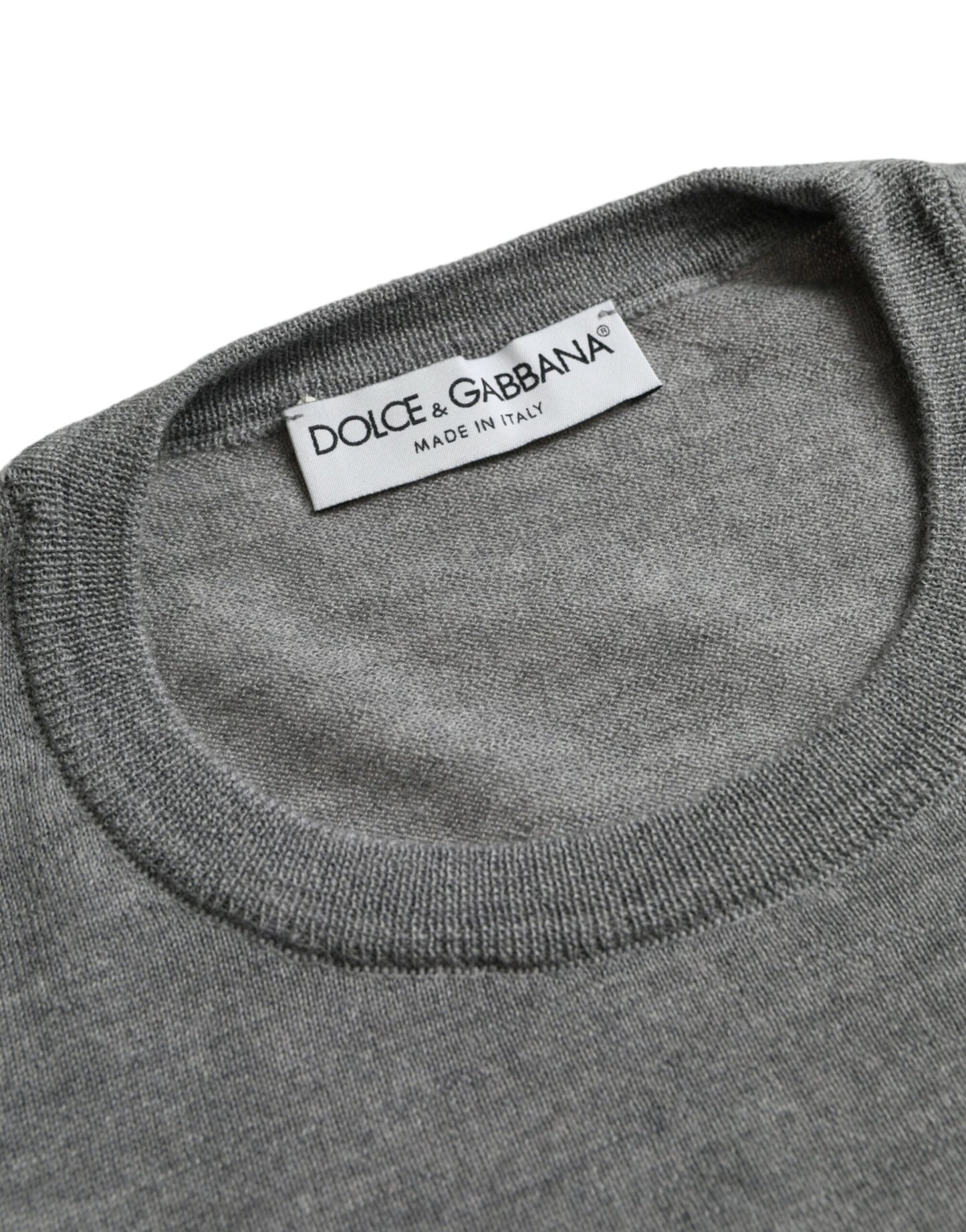 Dolce & Gabbana Ash Gray Wool Crew Neck Pullover Sweater Dolce & Gabbana