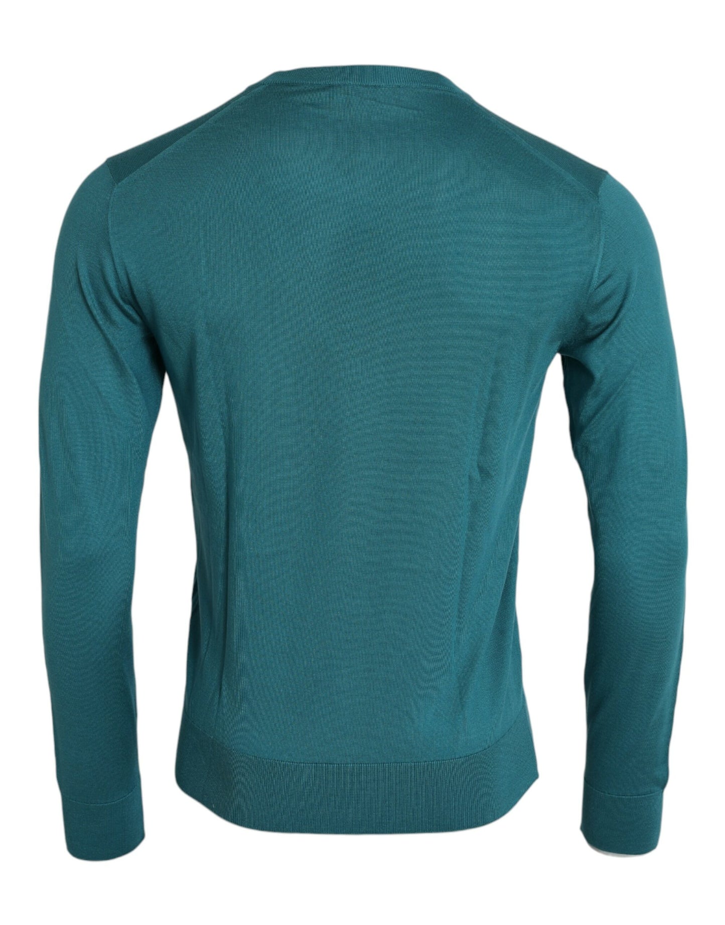 Dolce & Gabbana Dark Green Silk Crew Neck Pullover Sweater Dolce & Gabbana