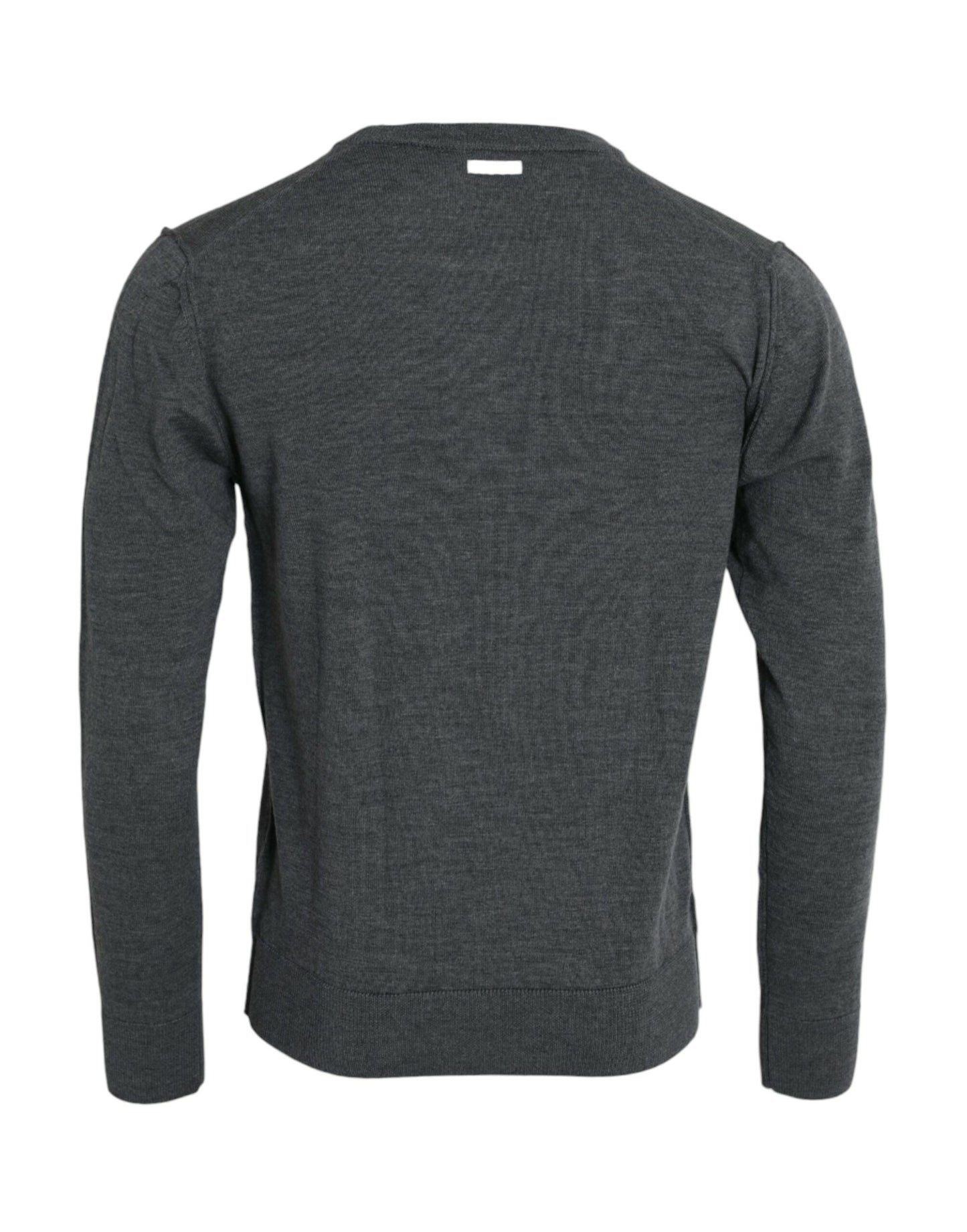 Dolce & Gabbana Dark Gray Wool Crew Neck Pullover Sweater Dolce & Gabbana