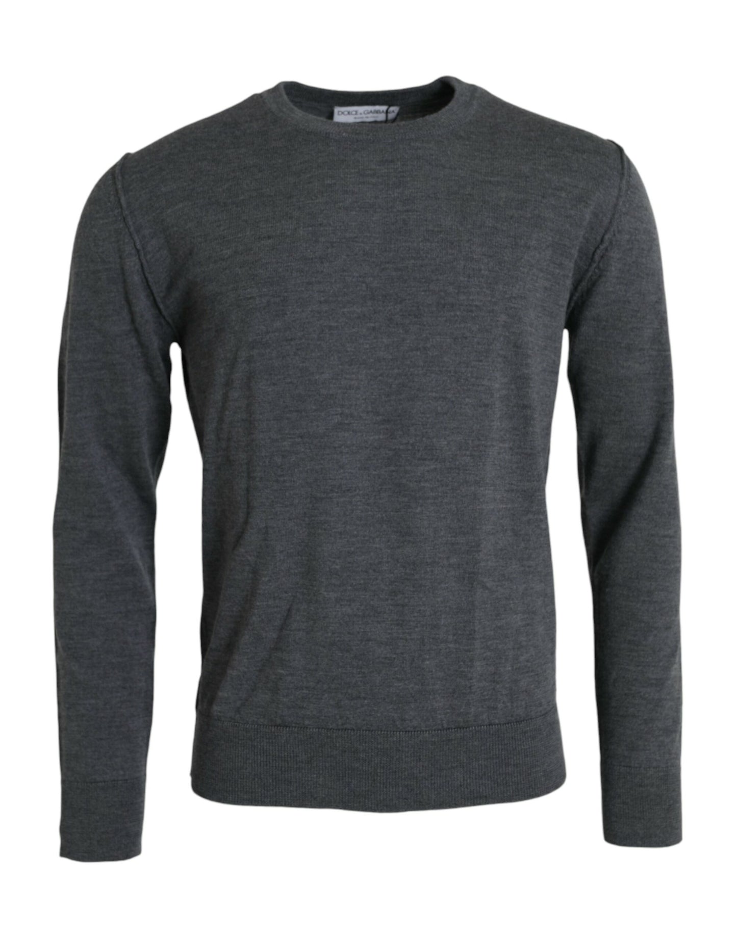 Dolce & Gabbana Dark Gray Wool Crew Neck Pullover Sweater Dolce & Gabbana