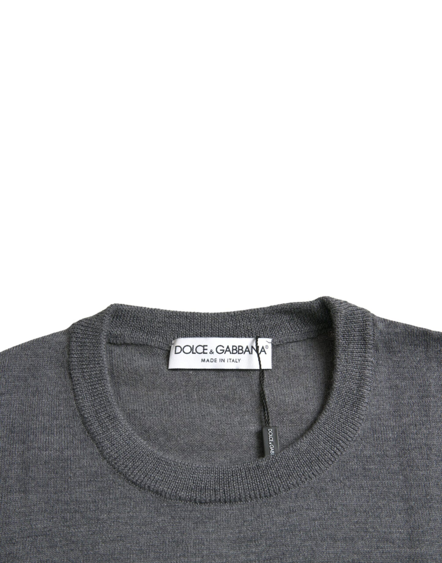 Dolce & Gabbana Dark Gray Wool Crew Neck Pullover Sweater Dolce & Gabbana