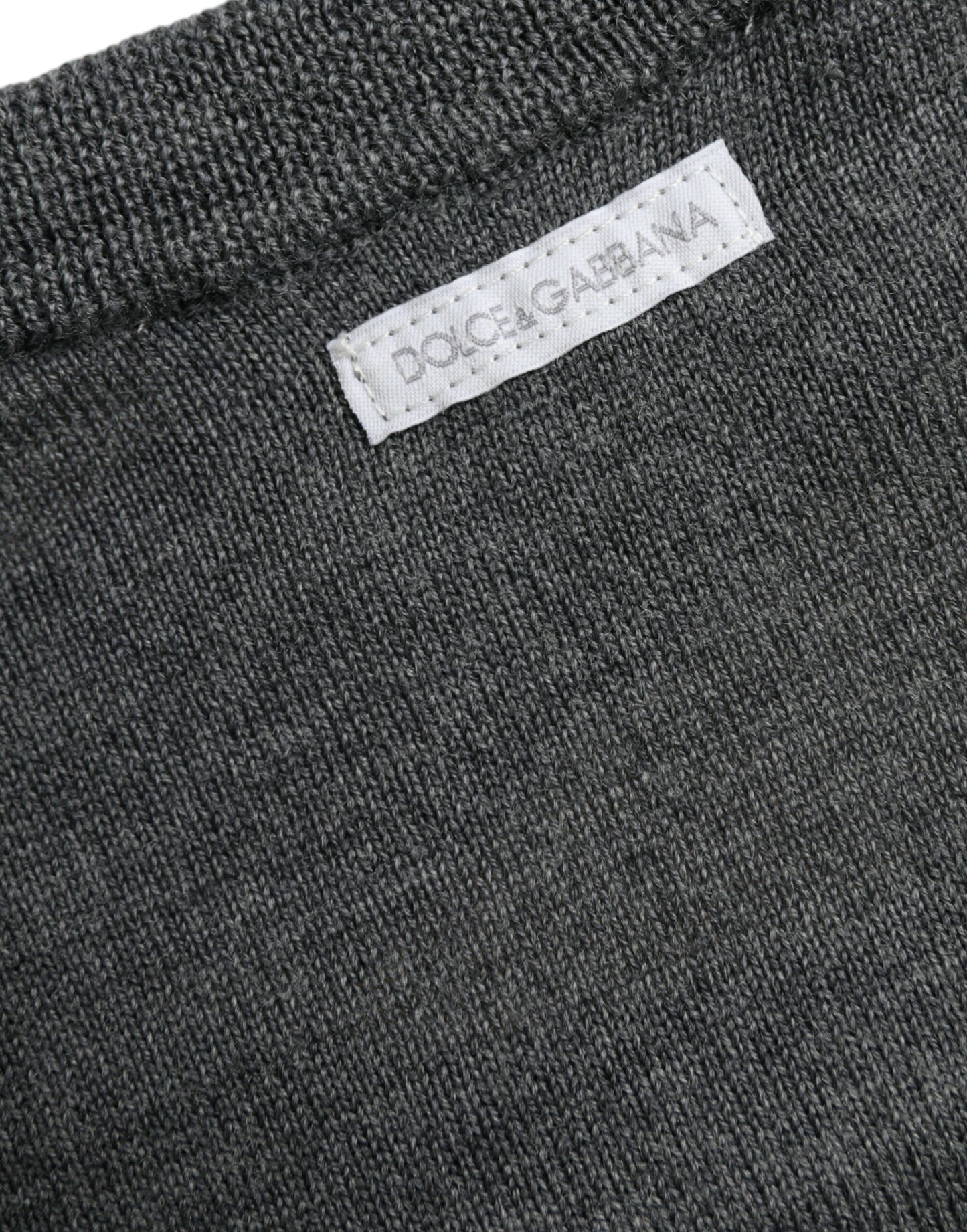 Dolce & Gabbana Dark Gray Wool Crew Neck Pullover Sweater Dolce & Gabbana