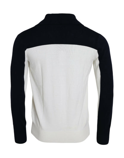 Dolce & Gabbana White Black SICILIA Henley Shirt Pullover Sweater Dolce & Gabbana