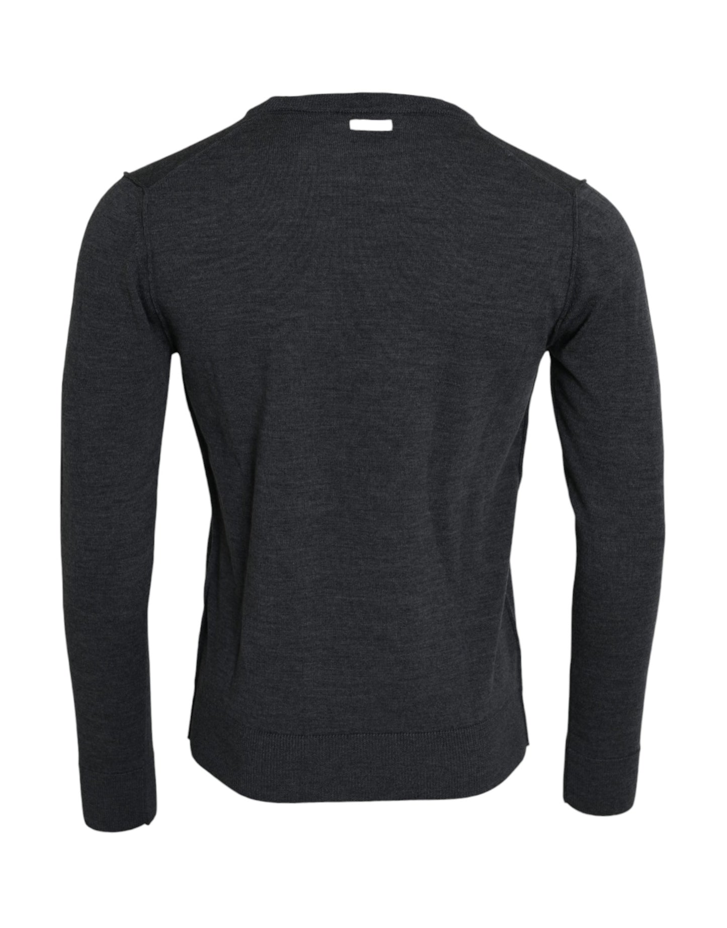 Dolce & Gabbana Dark Gray Wool Crew Neck Pullover Sweater Dolce & Gabbana