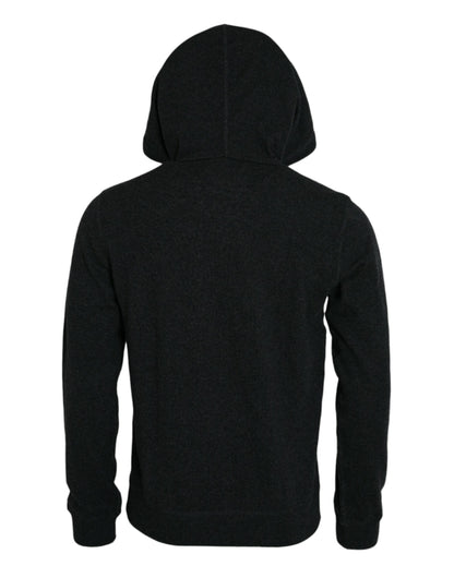 Dolce & Gabbana Dark Gray Cashmere Hooded Pullover Sweater Dolce & Gabbana