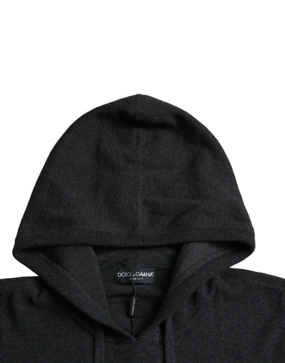 Dolce & Gabbana Dark Gray Cashmere Hooded Pullover Sweater Dolce & Gabbana