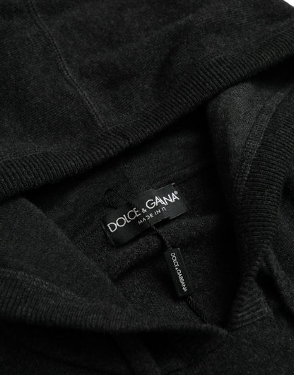 Dolce & Gabbana Dark Gray Cashmere Hooded Pullover Sweater Dolce & Gabbana