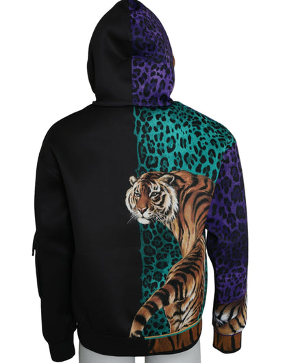 Dolce & Gabbana Multicolor Tiger Hooded Sweatshirt Sweater Dolce & Gabbana