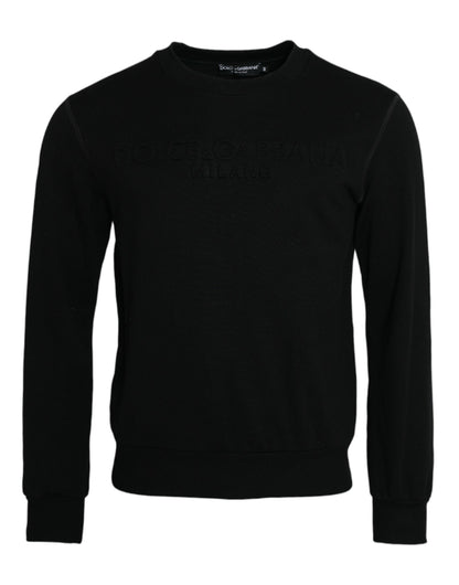 Dolce & Gabbana Black Cotton Long Sleeves Sweatshirt Sweater Dolce & Gabbana