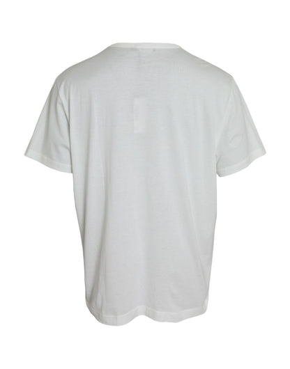 Dolce & Gabbana White Logo Embossed Cotton Crewneck T-shirt Dolce & Gabbana