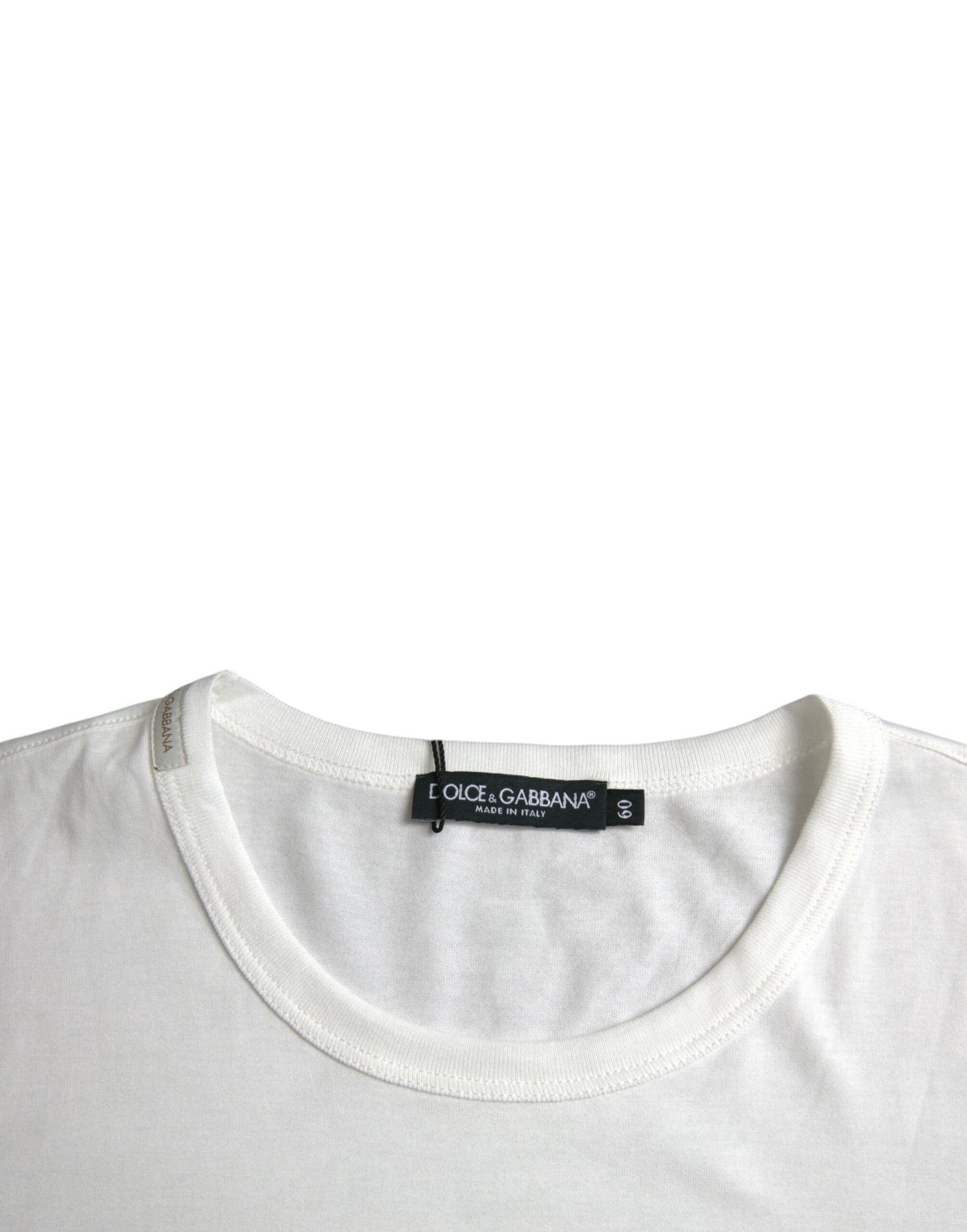 Dolce & Gabbana White Logo Embossed Cotton Crewneck T-shirt Dolce & Gabbana