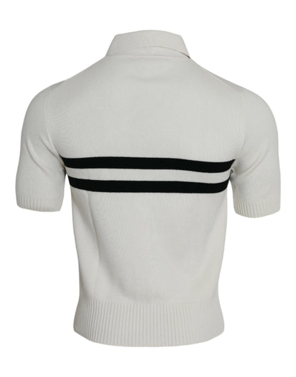 Dolce & Gabbana White DG Logo Collared Henley Shirt T-shirt Dolce & Gabbana