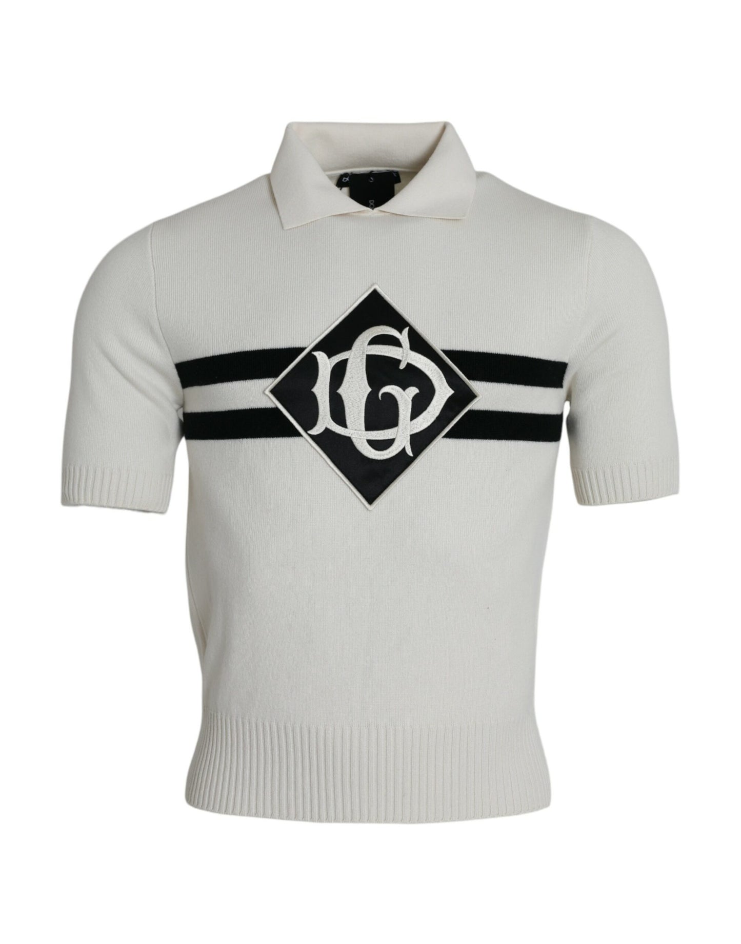 Dolce & Gabbana White DG Logo Collared Henley Shirt T-shirt Dolce & Gabbana