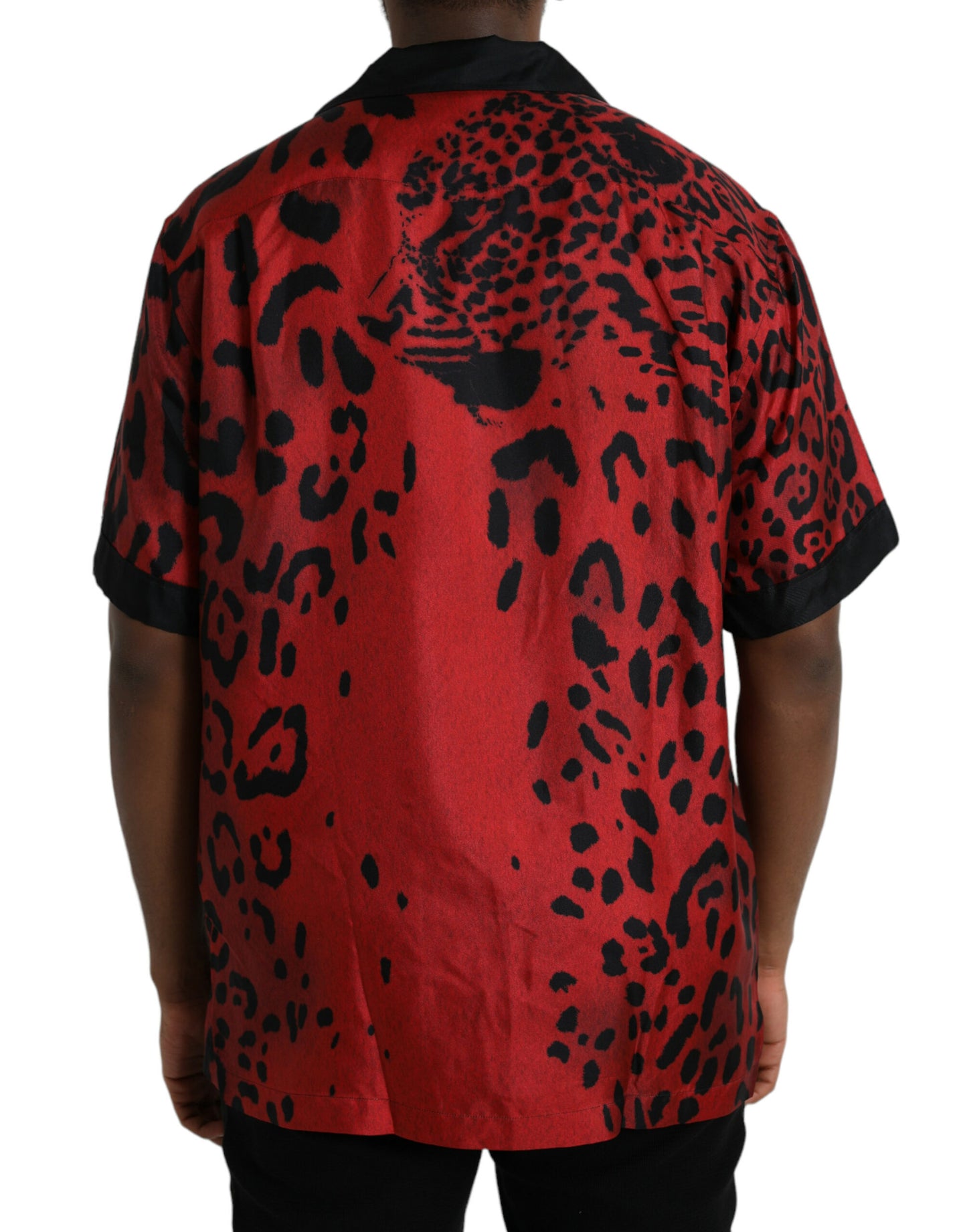 Dolce & Gabbana Red Leopard Silk Button Down Casual Shirt Dolce & Gabbana