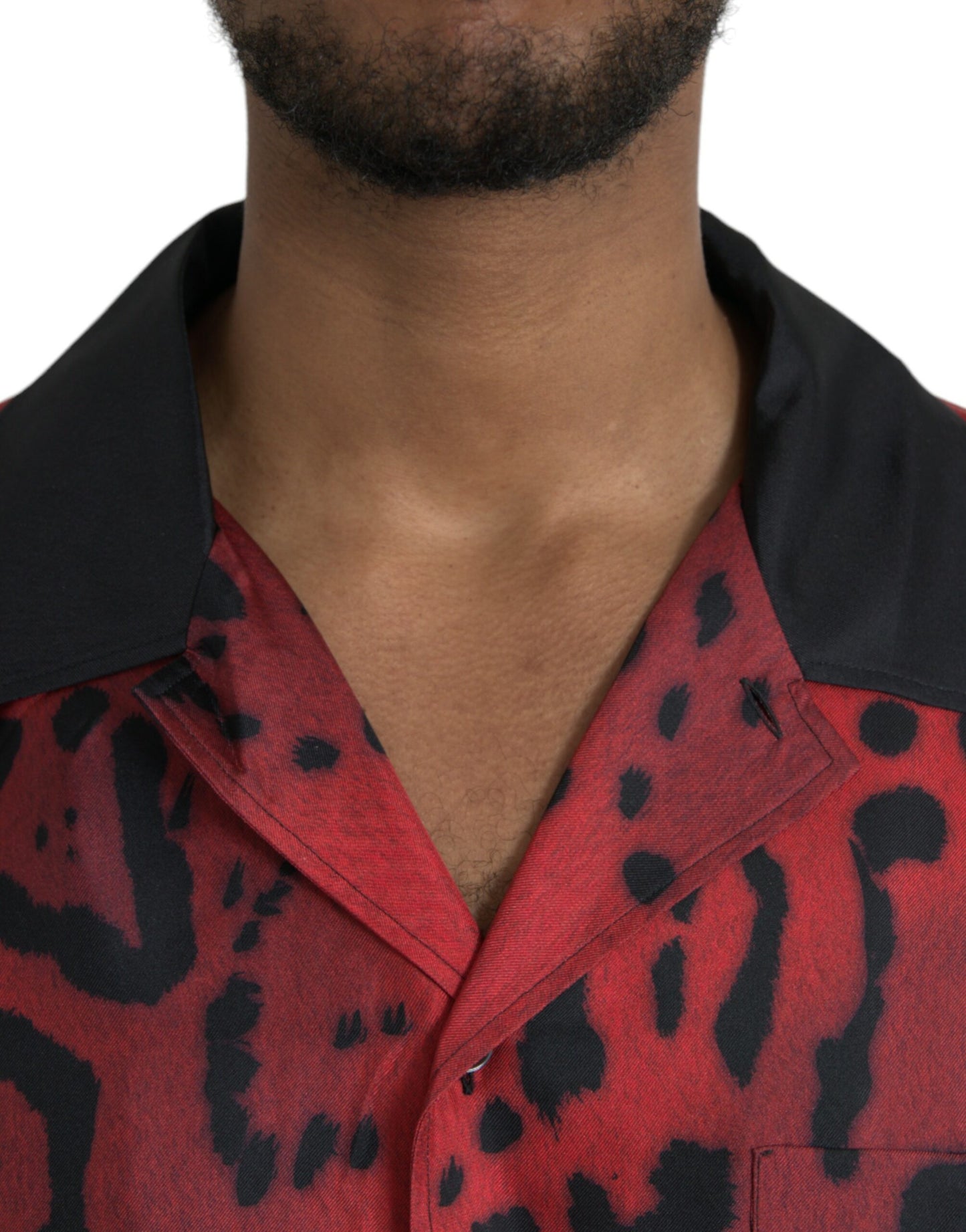 Dolce & Gabbana Red Leopard Silk Button Down Casual Shirt Dolce & Gabbana