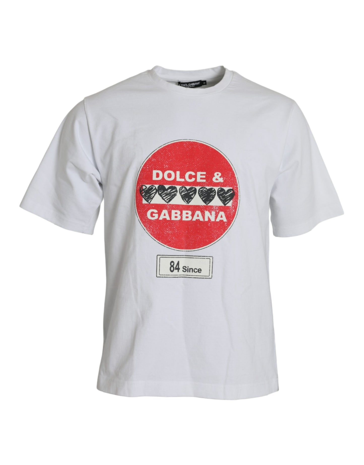 Dolce & Gabbana White Amor Heart Cotton Crewneck Short Sleeve T-shirt Dolce & Gabbana