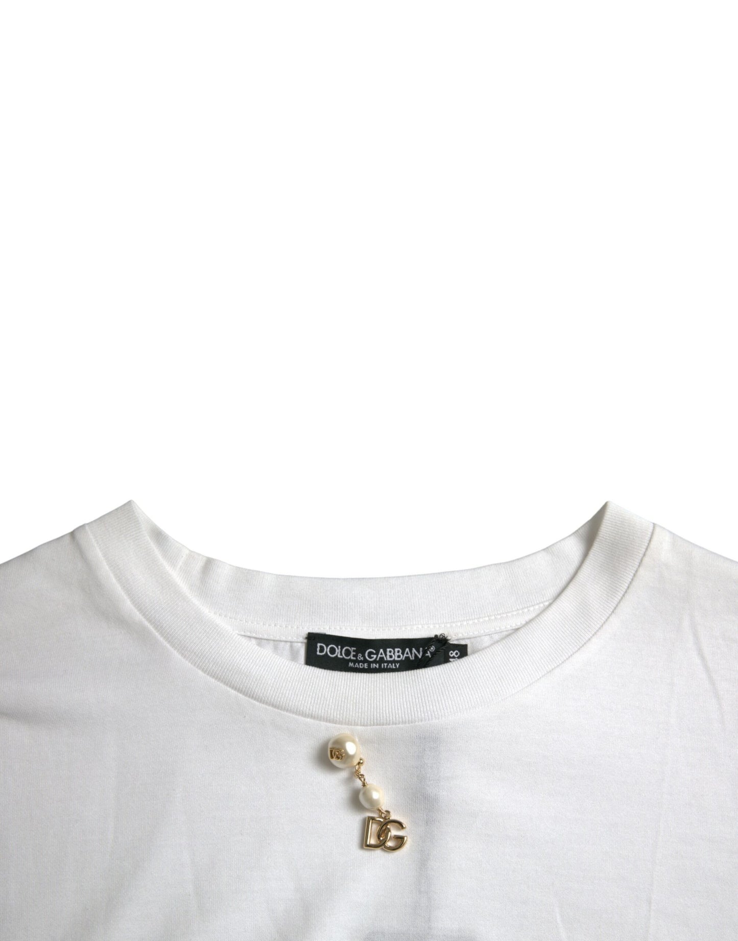 Dolce & Gabbana White Embellished Cotton Crew Neck T-shirt Dolce & Gabbana