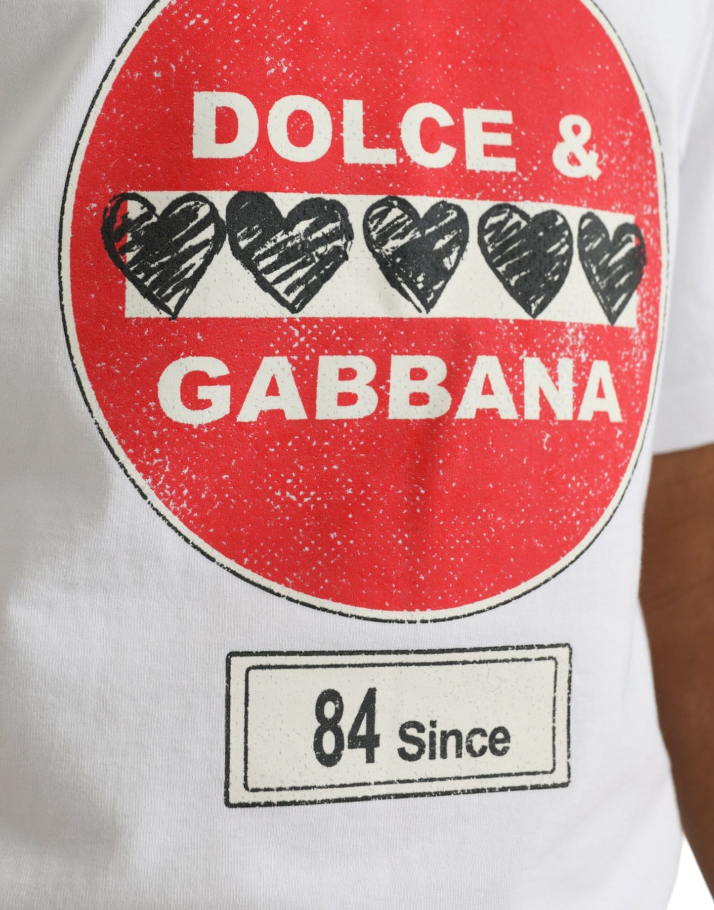 Dolce & Gabbana White Amor Heart Cotton Crewneck Short Sleeve T-shirt Dolce & Gabbana