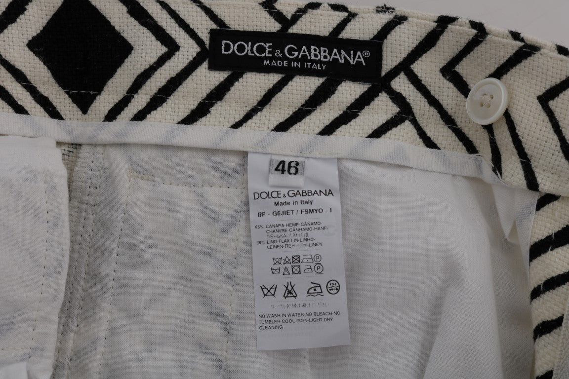 Dolce & Gabbana Chic Striped Casual Shorts - Hemp & Linen Blend Dolce & Gabbana