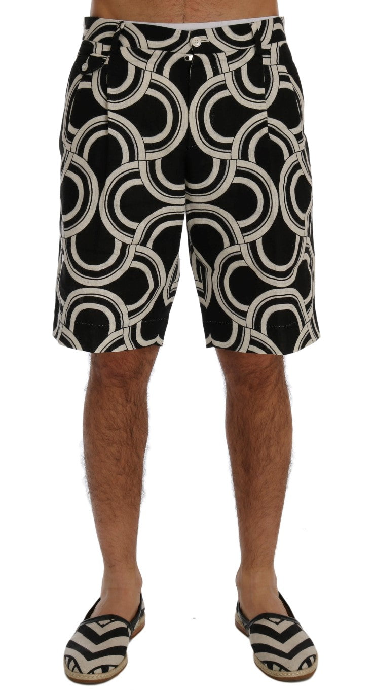 Dolce & Gabbana Chic Black & White Patterned Linen Shorts Dolce & Gabbana