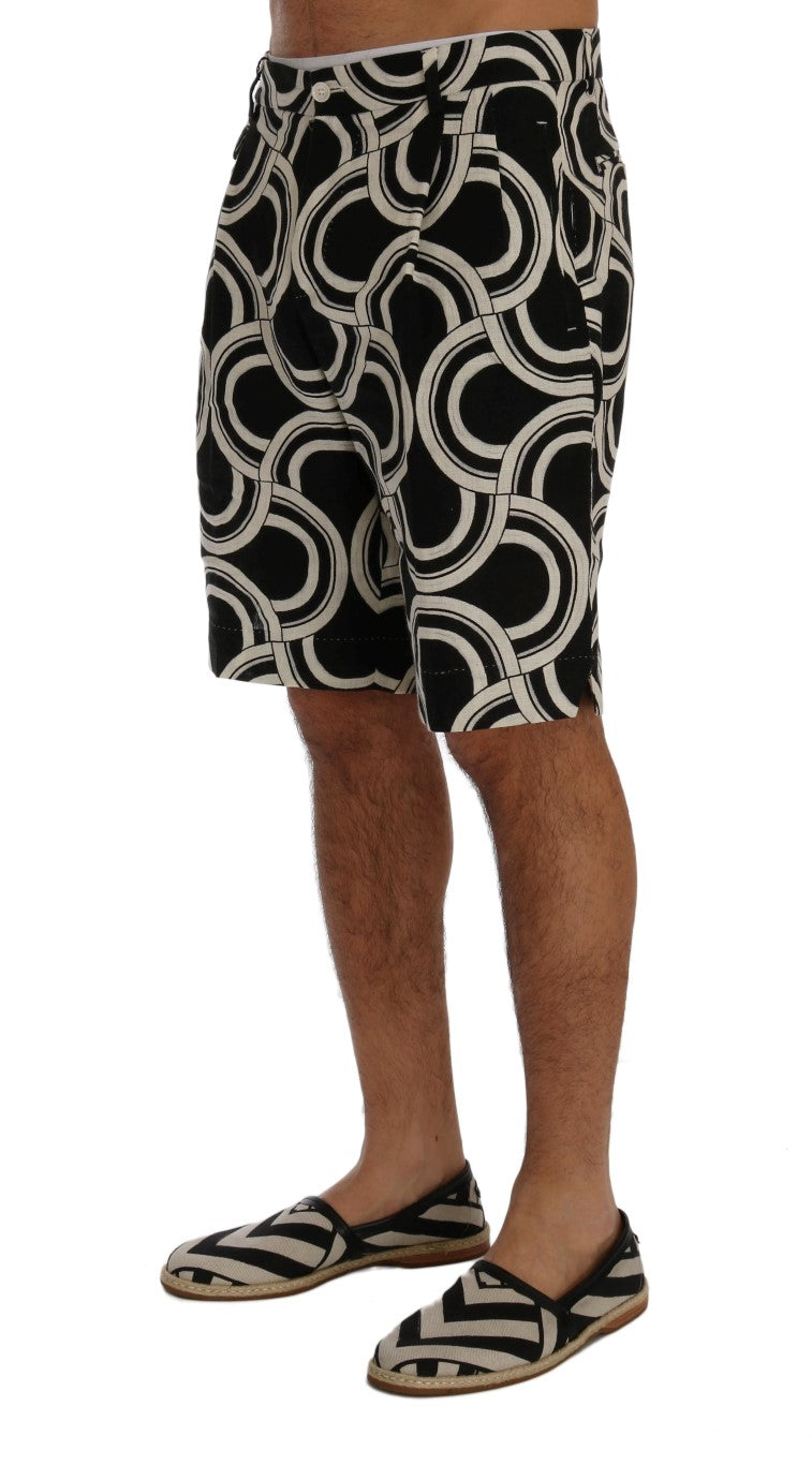 Dolce & Gabbana Chic Black & White Patterned Linen Shorts Dolce & Gabbana