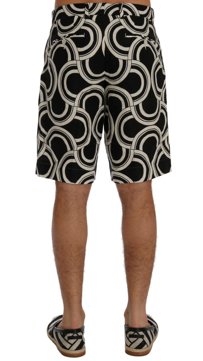 Dolce & Gabbana Chic Black & White Patterned Linen Shorts Dolce & Gabbana