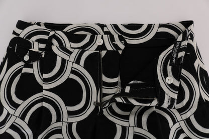 Dolce & Gabbana Chic Black & White Patterned Linen Shorts Dolce & Gabbana