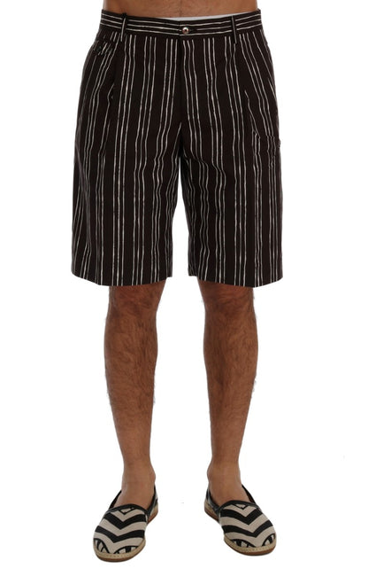 Dolce & Gabbana Bordeaux Striped Cotton Knee High Shorts Dolce & Gabbana